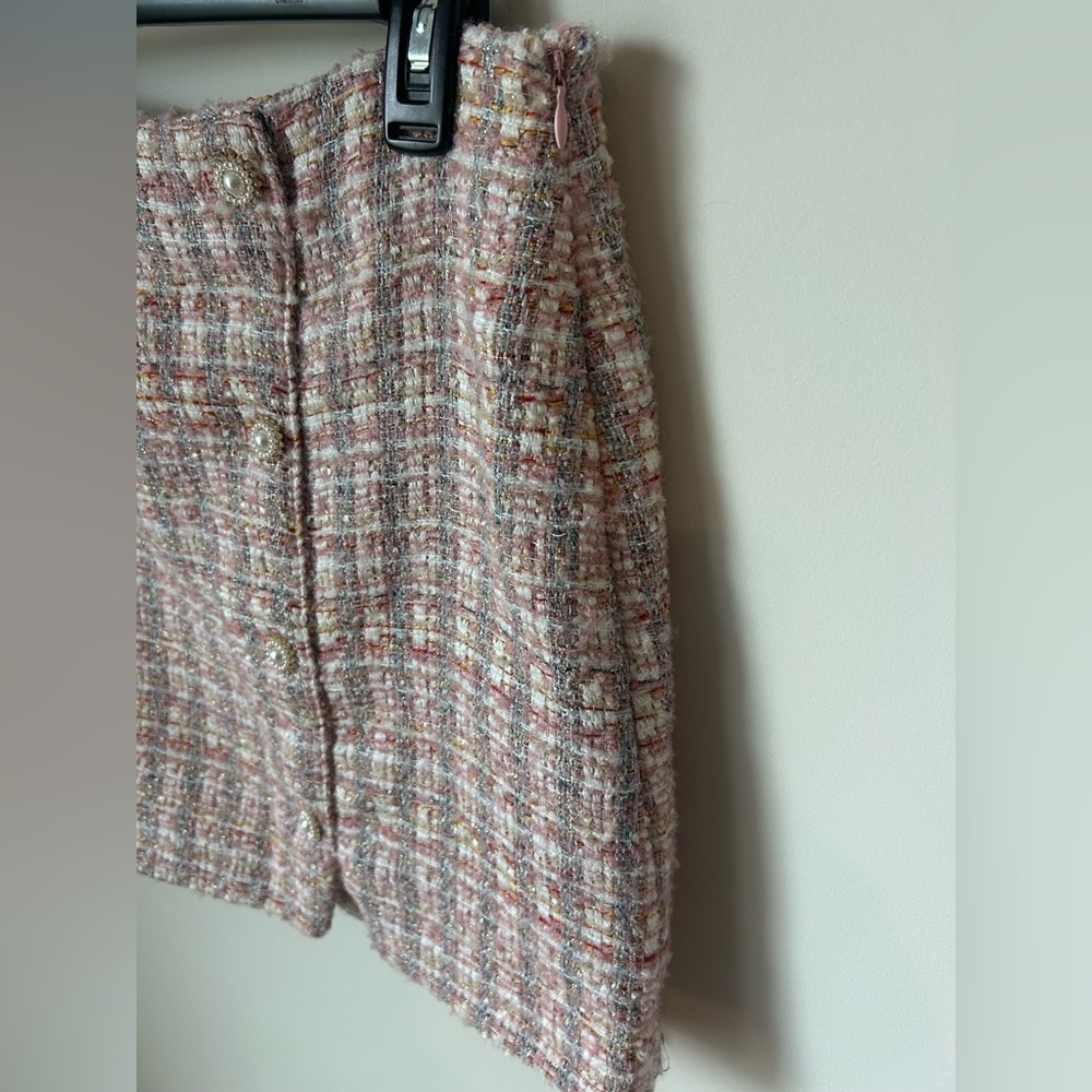 Pink Tweed Crop top and Mini Skirt two piece Set - Picture 4 of 9